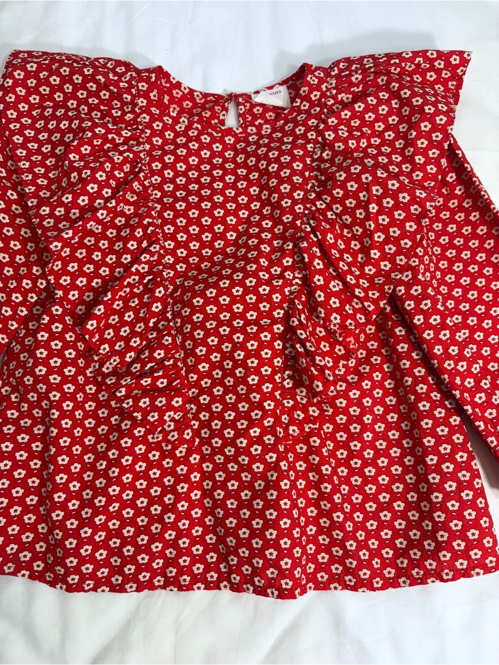 Crewcuts Red Floral Ruffle Blouse - Picture 7 of 8